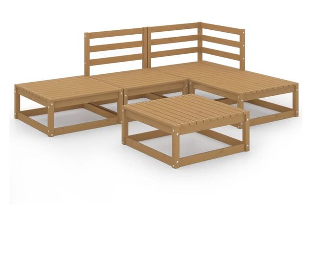 Vrtni namještaj, 5 dijelova, medeno smeđa, masivno borovo drvo