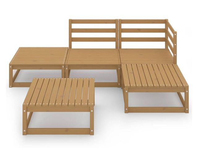 Vrtni namještaj, 5 dijelova, medeno smeđa, masivno borovo drvo