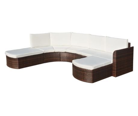 Set vrtne garniture s jastucima, 4 komada, smeđa, poliratan