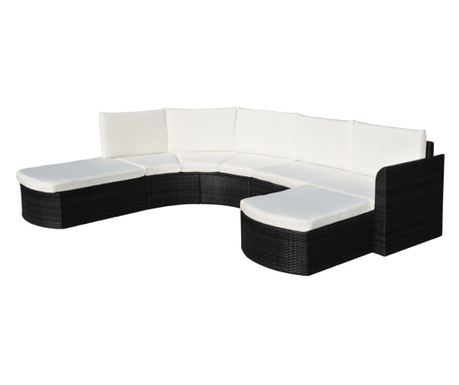 Set vrtne garniture s jastucima, 4 komada, crna, poliratan