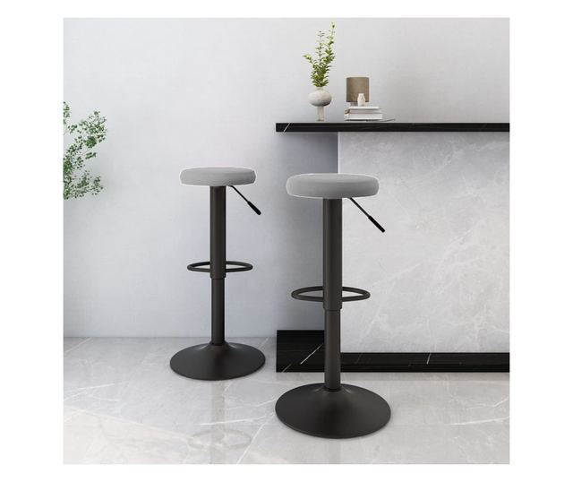 Barski stoli, 2 kosa, svetlo sivi, žamet