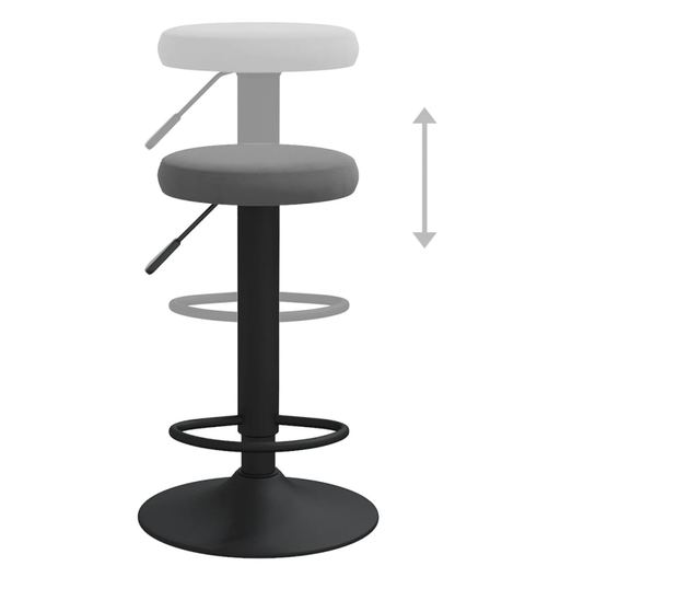 Barski stoli, 2 kosa, temno siva, žamet