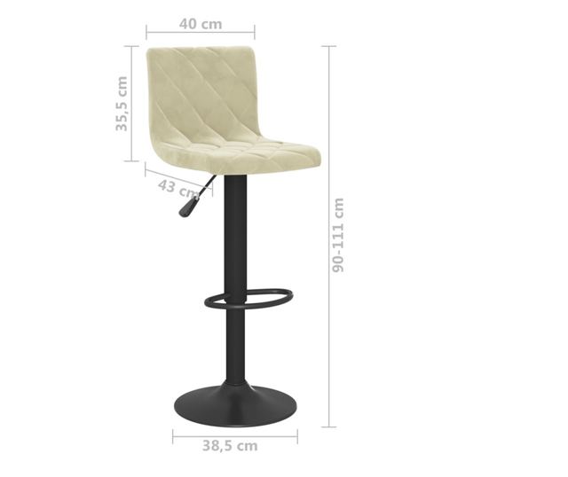 Barski stoli, 2 kosa, kremni, žamet