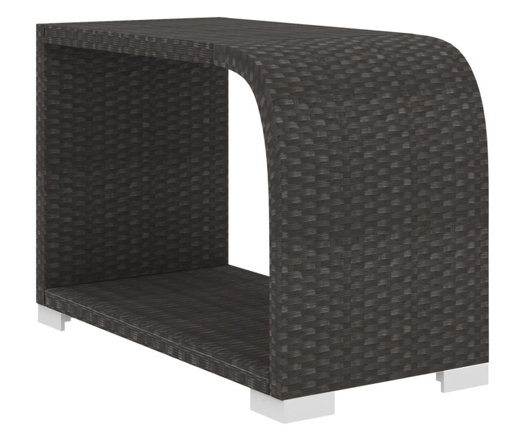 Градински комплект с възглавници, 10 части, Черен, Поли ратан - 9