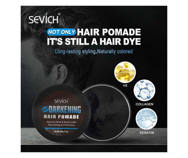 Помада за коса и брада, ефект на почерняване и оформяне, Sevich, 50г