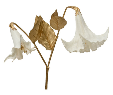 Floare artificiala Angel’s Trumpet, alb/auriu, 13x34x126 cm