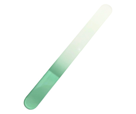 Pila profesionala de unghii, din sticla abraziva, cu varf rotunjit, cu 2 fete, 19.5 x 2cm, - Verde