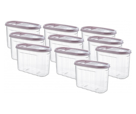 Set 10 buc x cutie pentru alimente , din plastic , cu capac , 1.25 l , Tuffex TP379 (diverse culori)