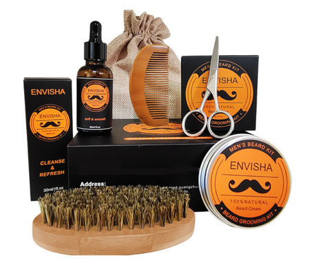 Пакет за грижа за брадата, подаръчен комплект, 6 части, Energy Edition, Envisha