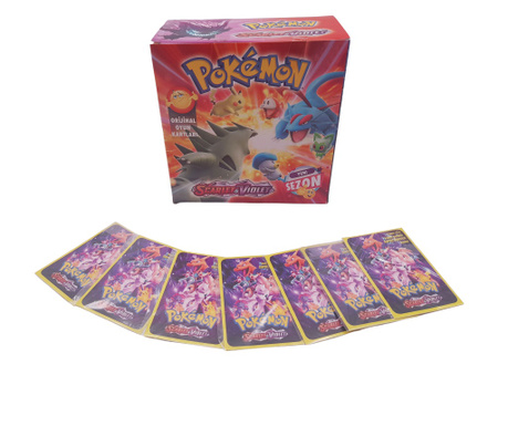 Комплект от 400 IdeallStore® Pokemon, Scarlet & Purple карти, твърди корици, многоцветни
