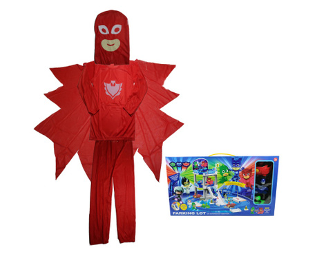 Детски костюм IdeallStore, Red Owl, размер 7-9 години, 120-130, червен, включен гараж