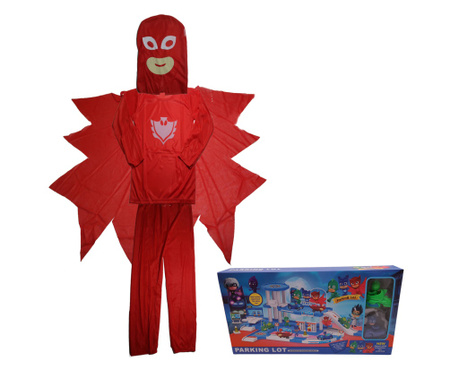 Детски костюм IdeallStore, Red Owl, размер 7-9 години, 120-130, червен, включена играчка