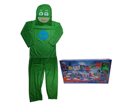Детски костюм IdeallStore, Зелен гущер, размер 7-9 години, 120-130, зелен, включена играчка