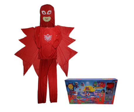 IdeallStore® gyerekruha, Red Owl, 3-5 éves méretben, 100-110, piros, parkolóval