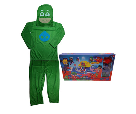 Детски костюм IdeallStore, Зелен гущер, размер 3-5 години, 100-110, зелен, включен паркинг