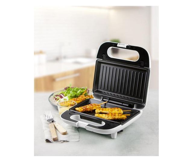 Aparat de sandwich 3 in 1 Domo DO1090C cu placi interschimbabile, pentru pregatire sandwich, grill sau waffe, 750 W