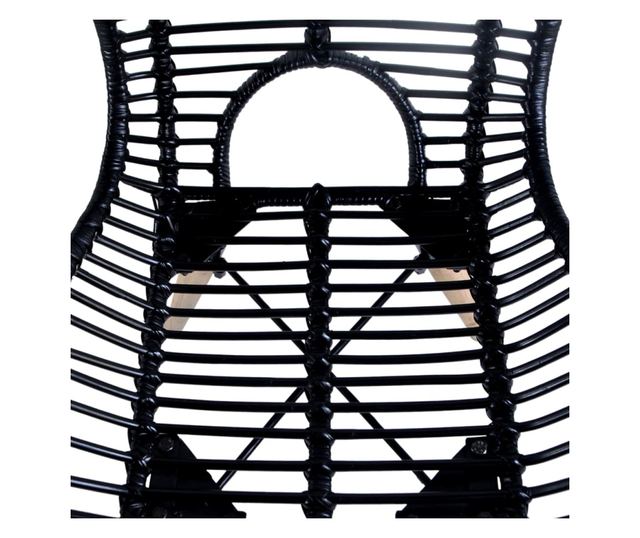 Kuhinjski stoli, 6 kosov, črni, naravni ratan