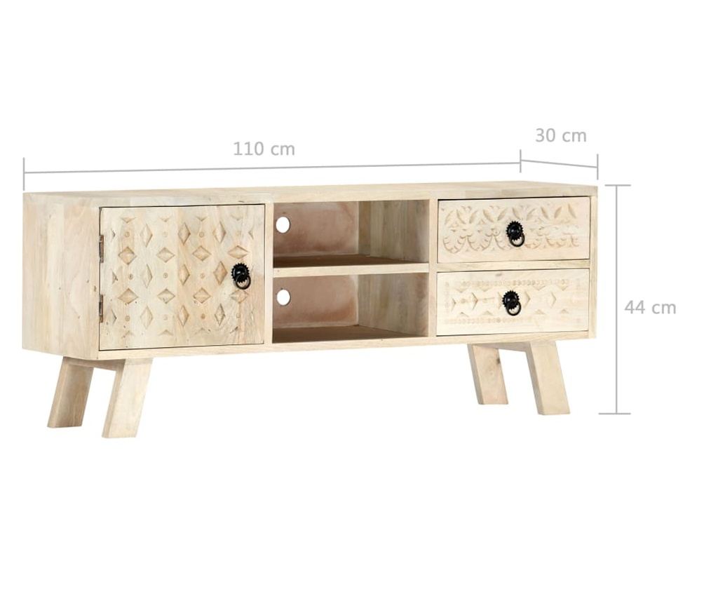 TV stalak, 110 x 30 x 44 cm, masivno drvo manga - 8