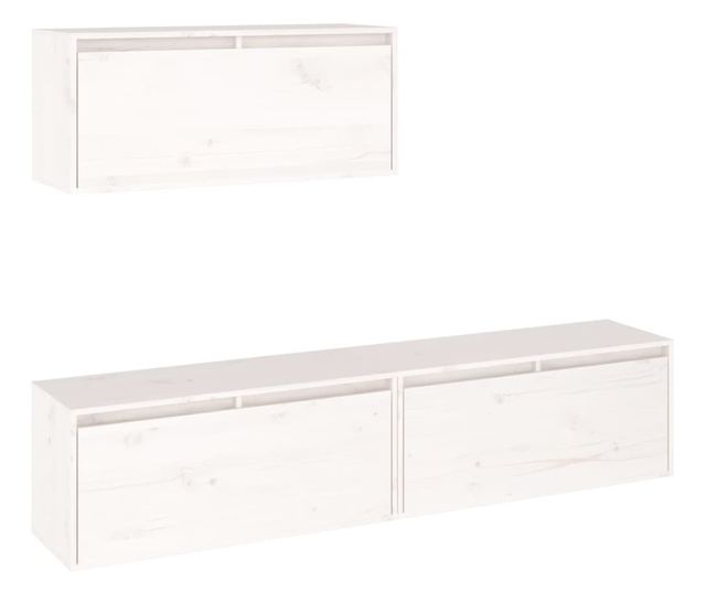 TV komode, bijela, 3 kom., masivno drvo bora