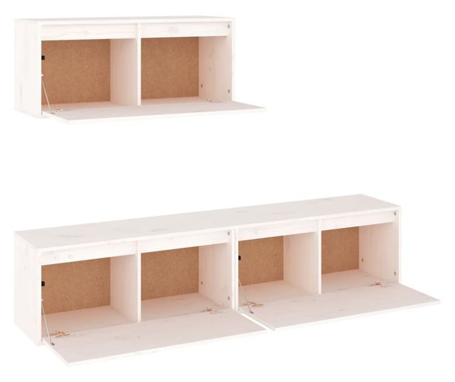 TV komode, bijela, 3 kom., masivno drvo bora