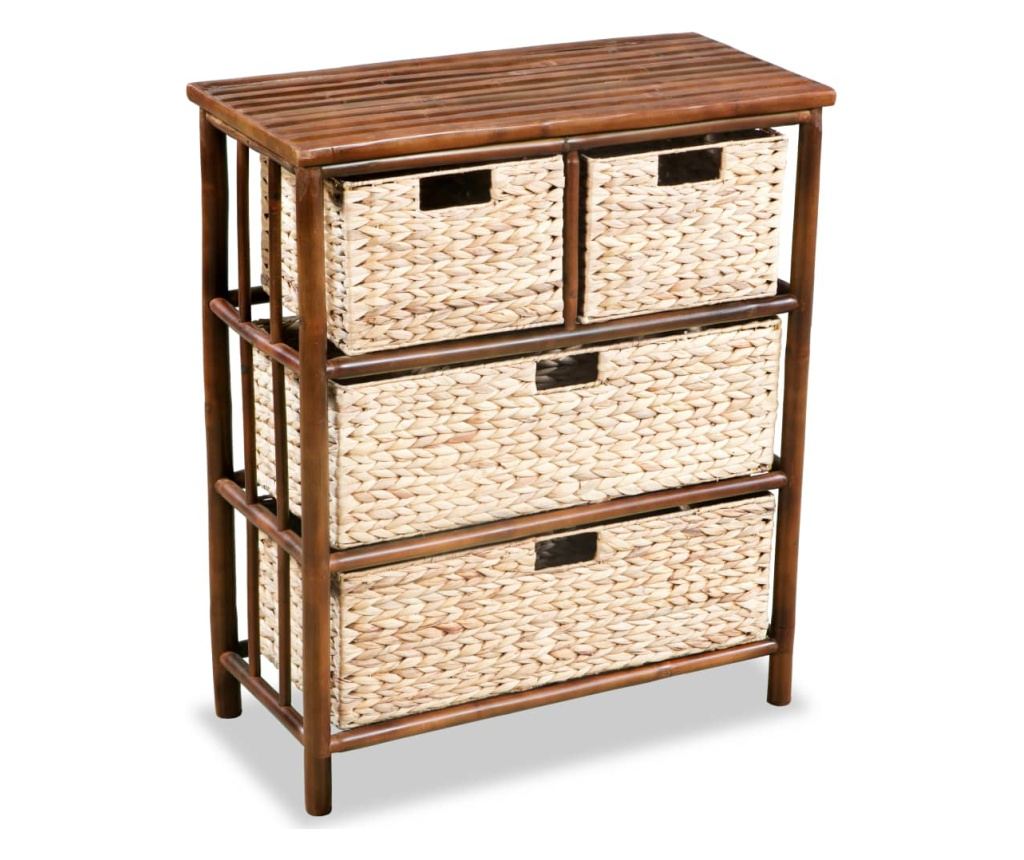 Drawer　綿100%　サロペット　38 Dulap cu sertare, bambus și zambilă de apă, 68 x 33 x 80 cm - Vivre