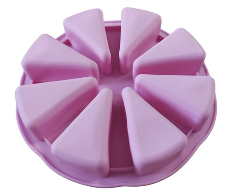Forma silicon pentru prajituri, Felii de Pizza, 8 cavitati, Roz, 27 cm, 477COF