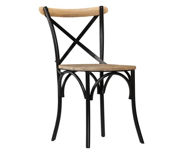 Stolice, križni naslon, 2 kom., crna, masivno drvo manga