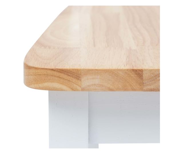 Kuhinjske stolice, 2 kom, bijela i svijetlo drvo, hevea drvo