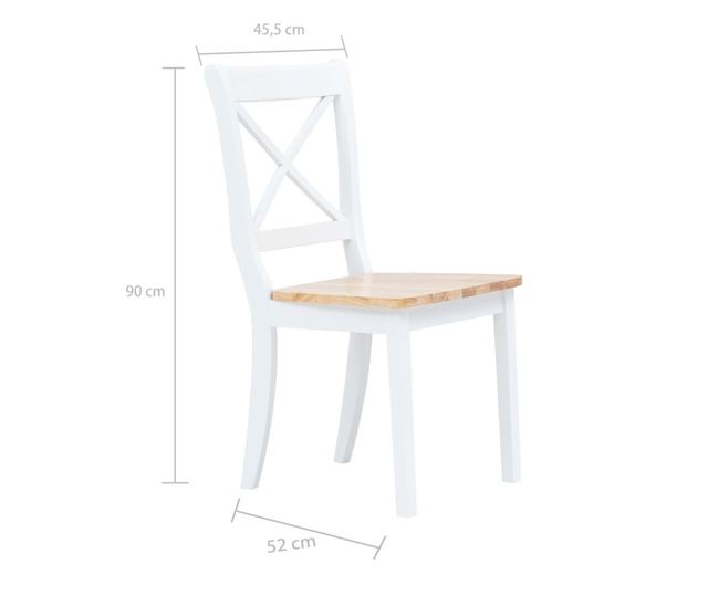 Kuhinjske stolice, 2 kom, bijela i svijetlo drvo, hevea drvo