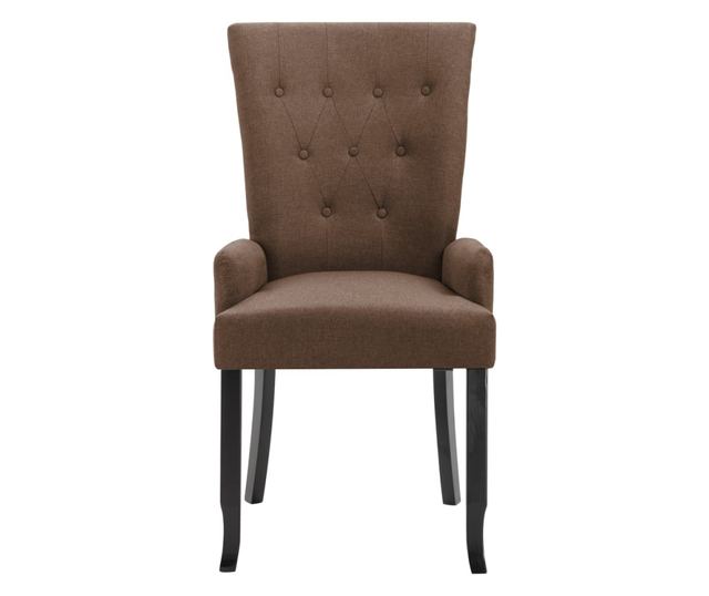 Kuhinjska stolica s naslonima za ruke, smeđa, tekstilni materijal