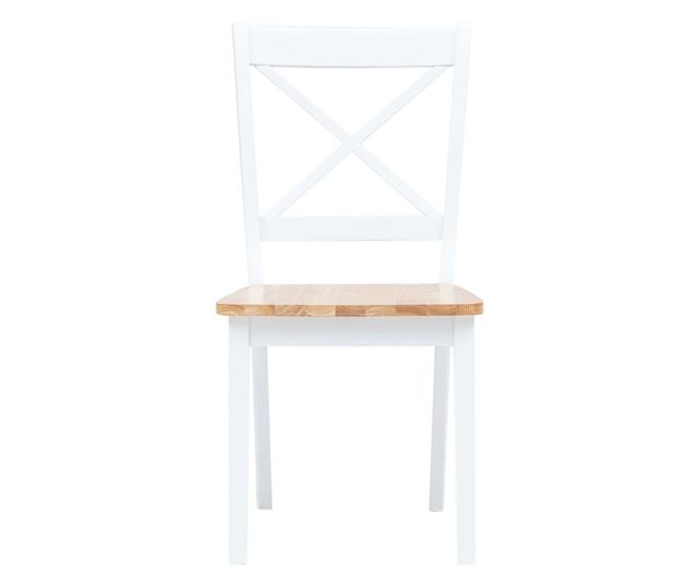 Kuhinjske stolice, 2 kom, bijela i svijetlo drvo, hevea drvo