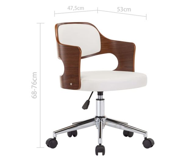 Vrtljivi stoli, 2 kosa, beli, upognjen les in umetno usnje