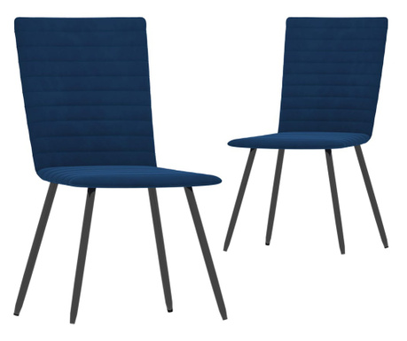 Трапезни столове, 2 бр., сини, кадифе