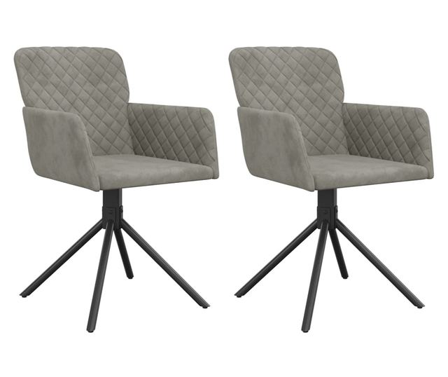 Kuhinjski vrtljivi stoli, 2 kosa, svetlo sivi, žamet