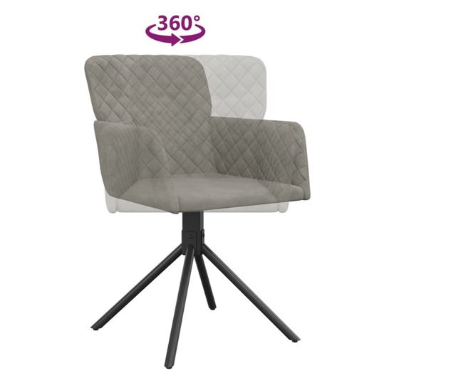 Kuhinjski vrtljivi stoli, 2 kosa, svetlo sivi, žamet