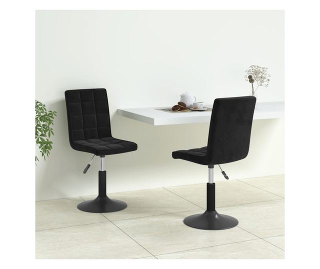 Vrtljivi jedilni stoli, 2 kosa, črna, žamet