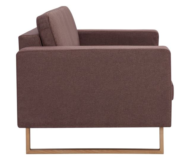 Диван с 3 места, кафяв, текстилна материя