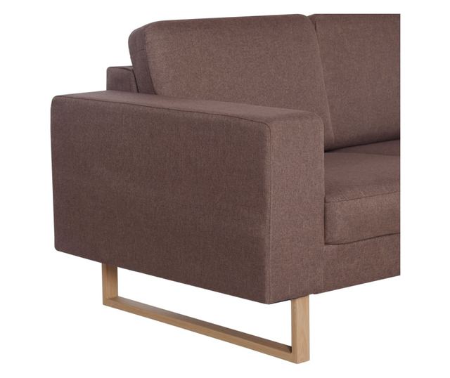 Диван с 3 места, кафяв, текстилна материя