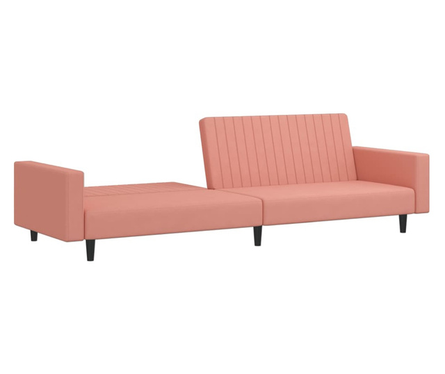 Canapea extensibilă cu 2 locuri, roz, catifea