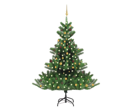 Pom Crăciun изкуствен брад Nordmann LED&globuri verde 240 см
