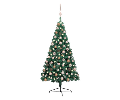 Изкуствена коледна елха половин LED&Green Globes 120 см