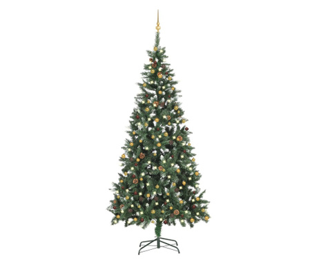 Mű karácsonyfa készlet LED-ekkel/földgömbökkel, 210 cm