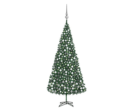 Mű karácsonyfa készlet LED-ekkel/földgömbökkel, zöld, 500 cm
