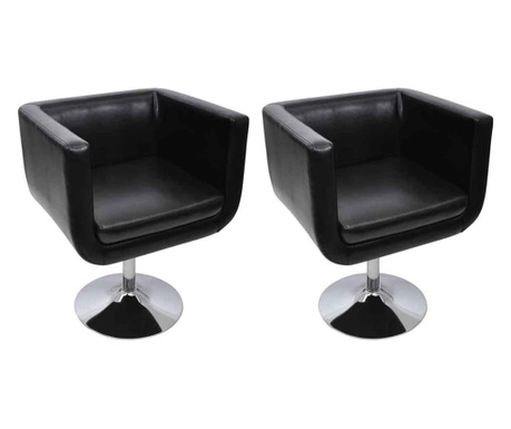 Бар столове, 2 бр., изкуствена кожа, черна