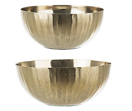 Set 2 boluri decorative aluminiu auriu Chisel 21x9.5 cm, 26x11 cm