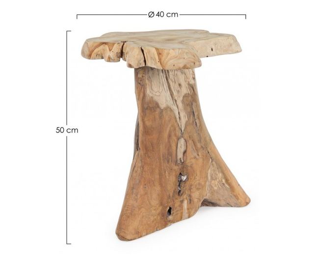 Stolik boczny z brązowego drewna Kavir 40x40x50 cm