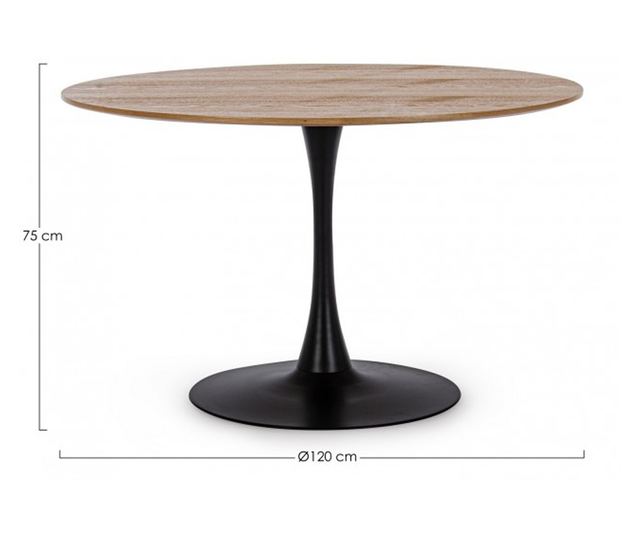 Bloom stol od crnog čelika i smeđeg MDF-a 120x75 cm