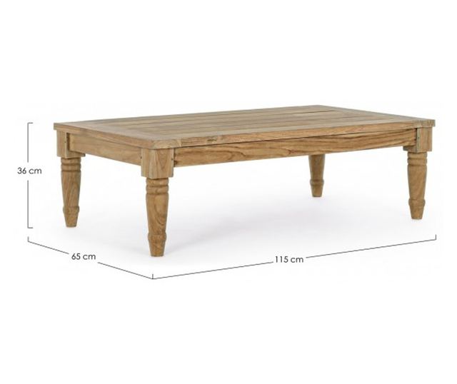 Stolik kawowy z brązowego drewna Karuba 115x65x36 cm