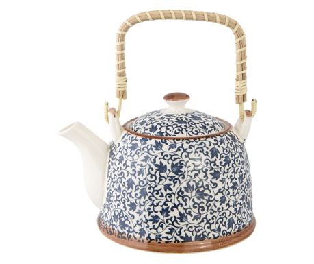 Plavi i bijeli keramički čajnik s infuzerom DK 18x14x12 cm, 700 ml