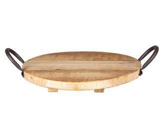 Set od 2 smeđa metalna drvena pladnja 26x2 cm